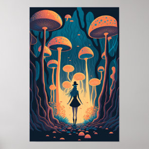 Magic Mushroom Forest Poster Trippy Art 3