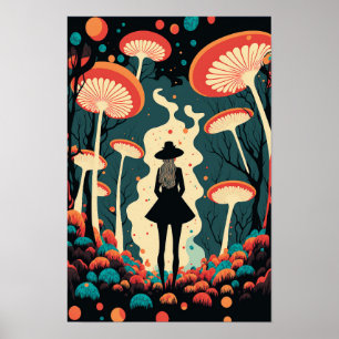 Magic Mushroom Forest Poster Trippy Psychedelic