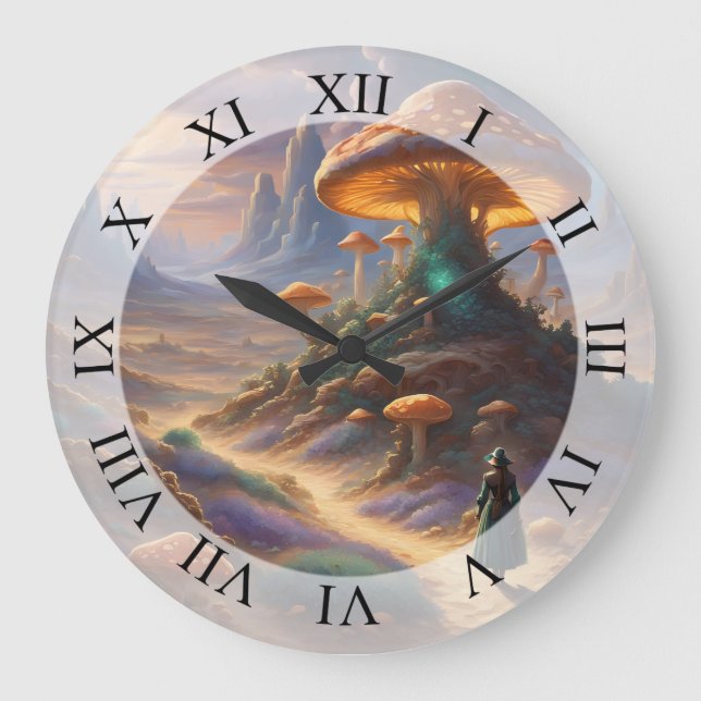 Magic Mushroom Planet  Large Clock (Front)