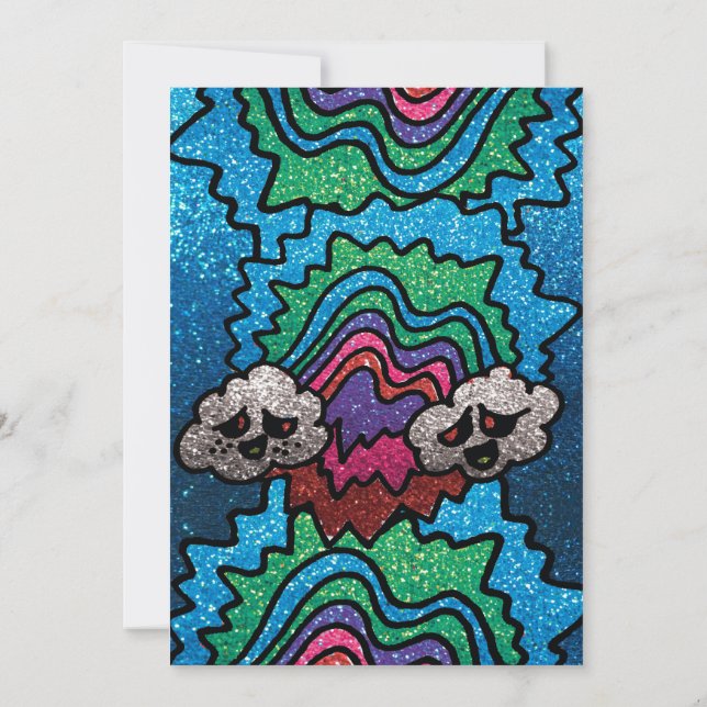 Magic Mushroom Rainbow Glitter Whimsical Birthday  Invitation (Back)