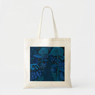 Magic Mushroom Realm Blue Green Tote Bag