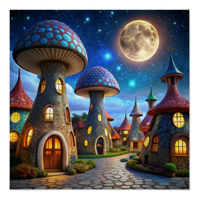 Magic Mushroom World: 4K Ultra-Realistic Modern Poster (Front)