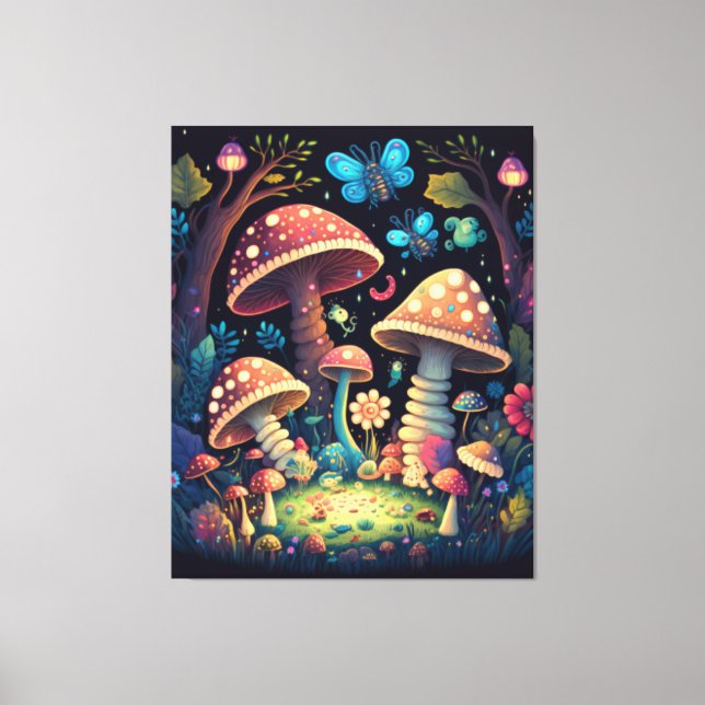Magic mushrooms butterflies      canvas print (Front)
