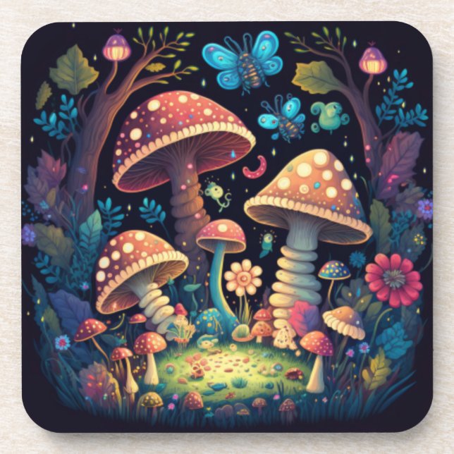 Magic mushrooms butterflies  coaster (Front)
