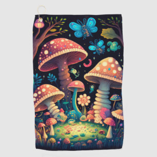 Magic mushrooms butterflies golf towel