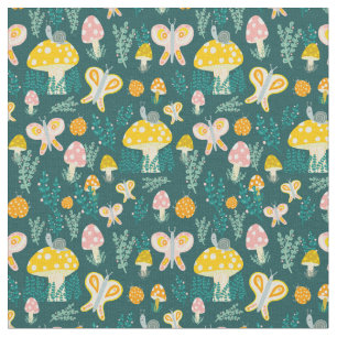 Magic Mushrooms Cute Butterflies Snails Ladybugs Fabric