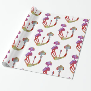 Magic mushrooms pink Watercolor Wrapping Paper