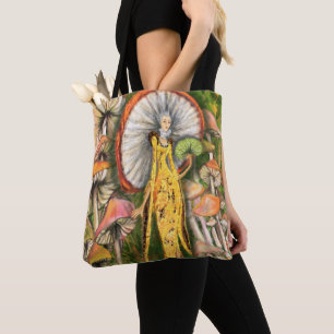 Magic Mushrooms Queen Fantastic Fairytale Painting Tote Bag