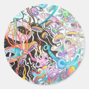 Magic Mushrooms Round Sticker