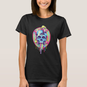Magic Mushrooms Skull Trippy Graphic T-Shirt