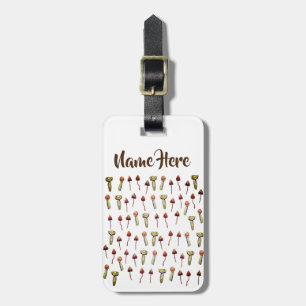 Magic Mushrooms Species Watercolor Art Luggage Tag