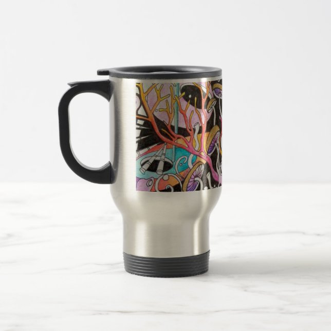 Magic Mushrooms Travel Coffee Mug (Left)