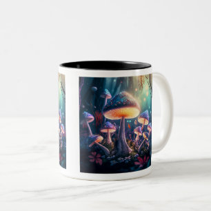 Magic Mushrooms Two-Tone Mug, 11 oz Two-Tone Coffee Mug