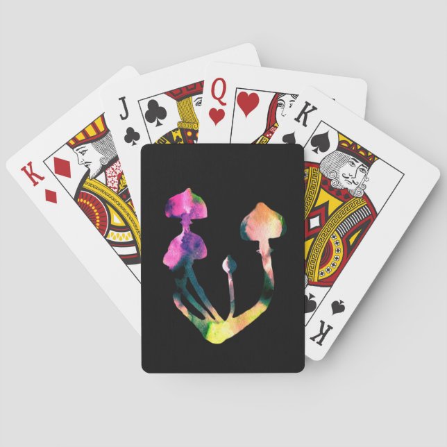 Magic Mushrooms Watercolor Art Playing Cards (Back)