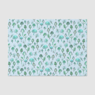 Magic Mushrooms Watercolor Forest Pattern Tissue Paper
