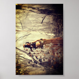 Magic Nature Spirit Woman, Autumn Leaves Art Poster
