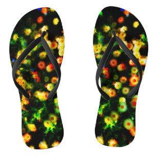 Magic Neon Flowers Funky Flip Flops
