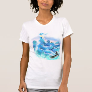 Magic Ocean Woman - Blue Abstract Fantasy Drawing T-Shirt