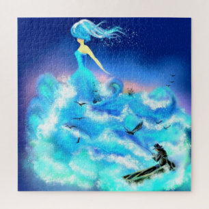 Magic Ocean Woman Jigsaw Puzzle Blue Fantasy
