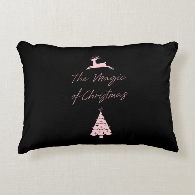 Magic of Christmas Reindeer and Tree Decorative Cushion (Front)