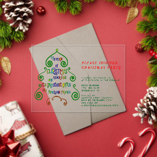 Magic of Christmas Typography in Tree Shape Acrylic Invitations
