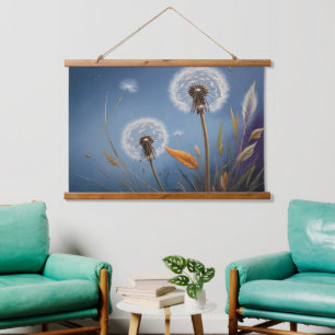 Magic of Dandelions in Nightsky AI Art Paintings  Hanging Tapestry