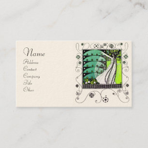 MAGIC OF THE SPRING bright black white green Business Card