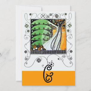 MAGIC OF THE SPRING,bright green  black yellow Invitation