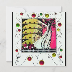 MAGIC OF THE SPRING bright pink black white yellow Invitation