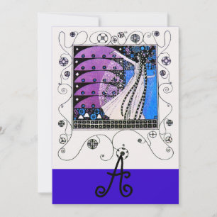 MAGIC OF THE  SPRING ,bright purple black blue Invitation