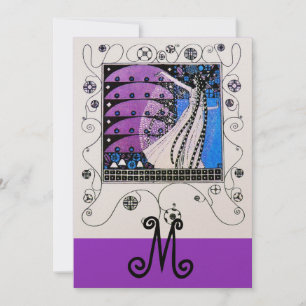 MAGIC OF THE  SPRING ,bright purple gold metallic Invitation
