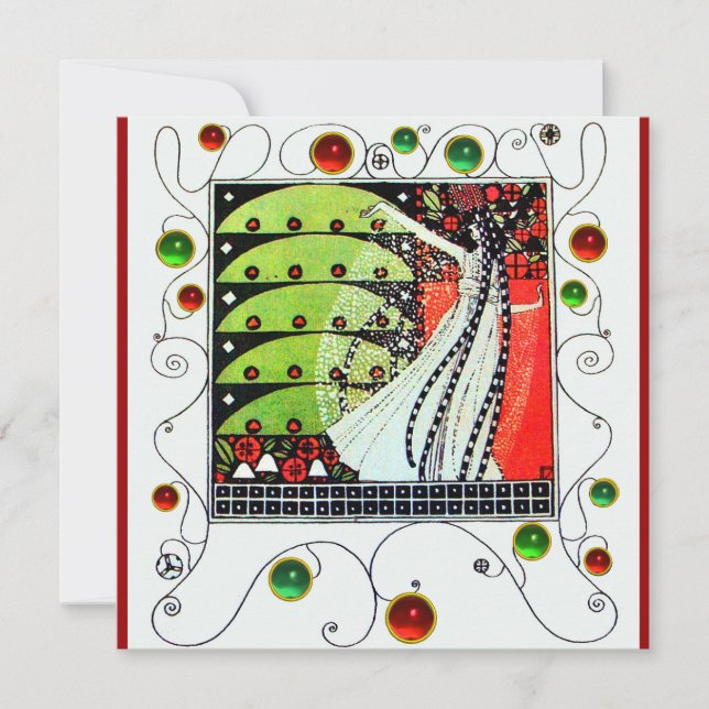 MAGIC OF THE SPRING bright red black white green Invitation (Front)