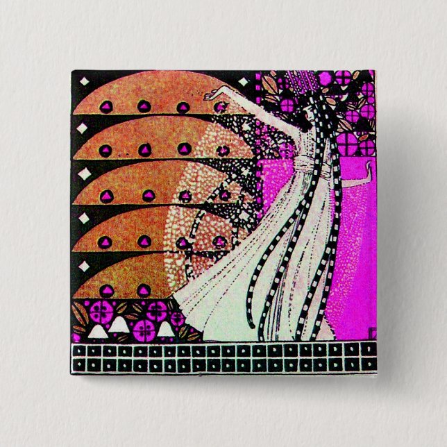 MAGIC OF THE SPRING bright violet  black  brown 15 Cm Square Badge (Front)
