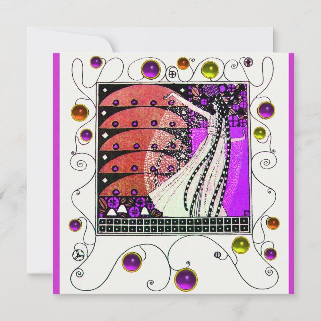 MAGIC OF THE SPRING bright violet black brown Invitation (Front)