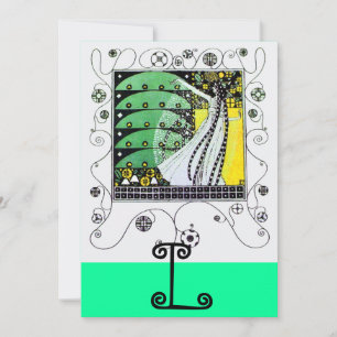 MAGIC OF THE  SPRING ,bright yellow  black green Invitation