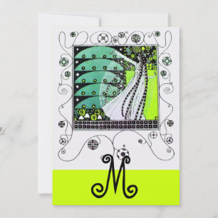 MAGIC OF THE  SPRING ,bright yellow green black Invitation