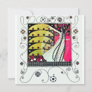 MAGIC OF THE SPRING, Fuchsia,Green Yellow,Black Invitation