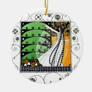 MAGIC OF THE SPRING  green yellow Ceramic Tree Decoration