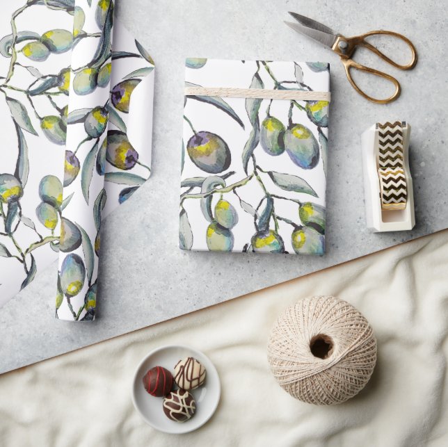 Magic Olive Branch Watercolor Hand-painted Wrapping Paper (Crafts)