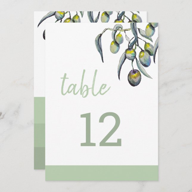 Magic Olive Watercolor Hand-painted Announcement (Front/Back)