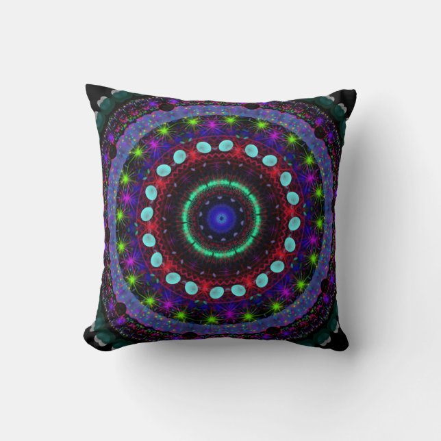 Magic Orbs fantasy kaleidoscope pillow cushion (Front)