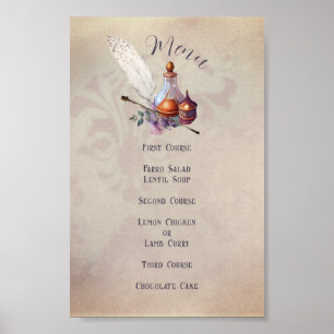 Magic Owl Baby Shower Menu Poster
