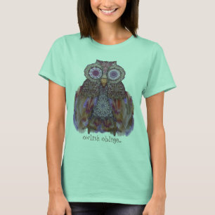 Magic owl.Collage with lace and feathers T-Shirt