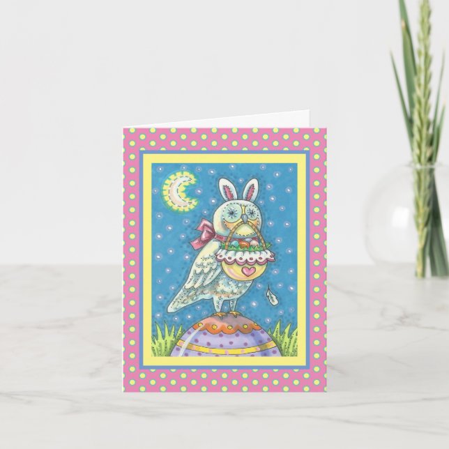 MAGIC OWL & EASTER BASKET GREETING NOTE CARD Verse (Front)