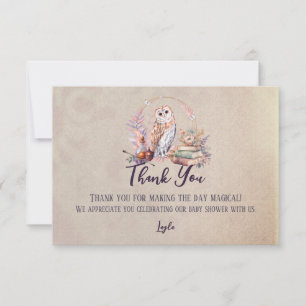Magic Owl Girl Wizard Baby Shower Thank You 