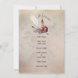 Magic Owl Party Flat Menu Invitation
