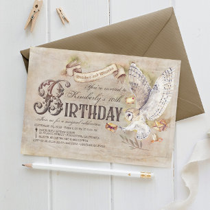 Magic Owl Wizard Birthday Invitations