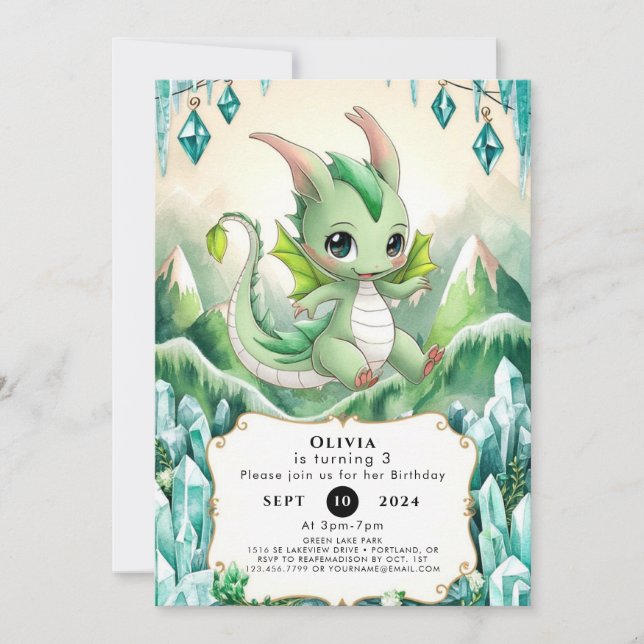 Magic Pastel Dragon Birthday Invitation (Front)