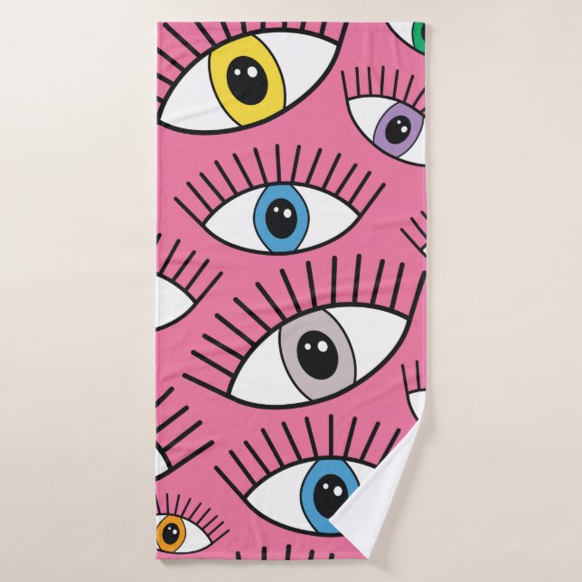 Magic pattern with colorful eyes. Mystic backgroun Bath Towel (Bath Towel)