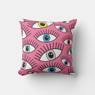 Magic pattern with colorful eyes. Mystic backgroun Cushion